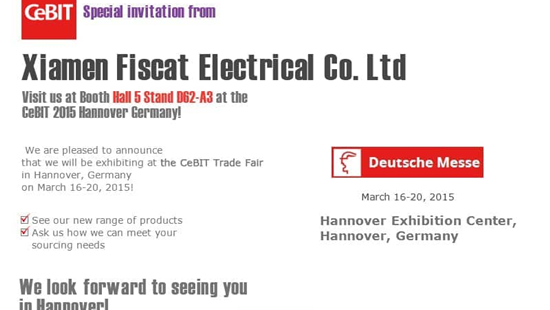 Fiscat은 2015년 3월 16일부터 20일까지 독일 하노버에서 열리는 CeBIT 무역 박람회에 전시될 예정입니다.